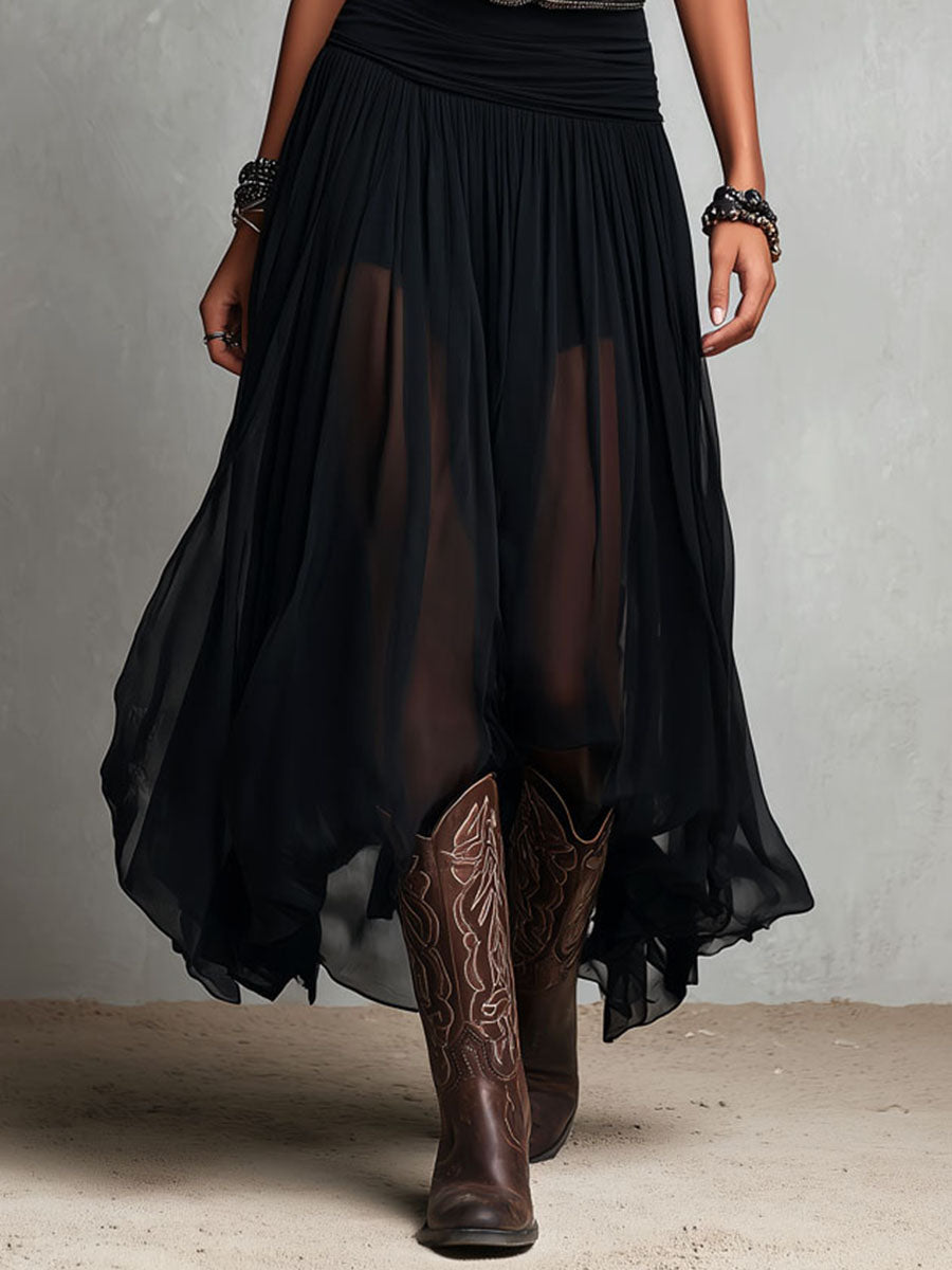 Adeline - Robe Longue Bohème Effet Voile