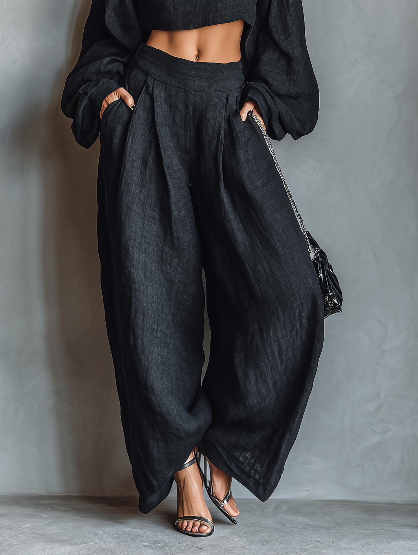 Zoé - Ensemble Bustier & Pantalon Large en Lin