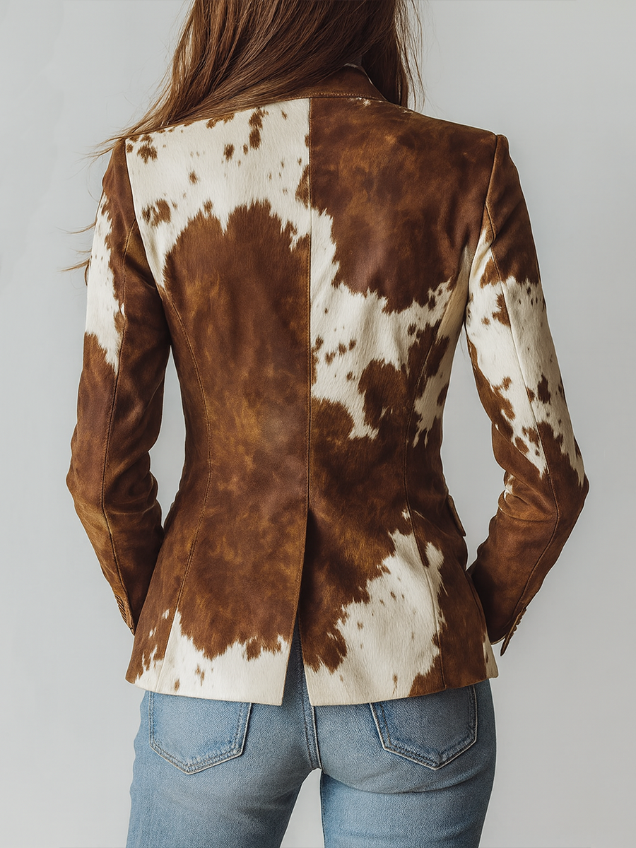 Alessia – Blazer Vintage Imprimé Vache