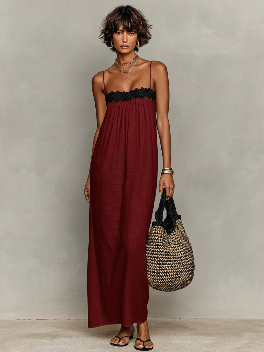 Alice - Robe Longue Dentelle Bretelles Amovibles