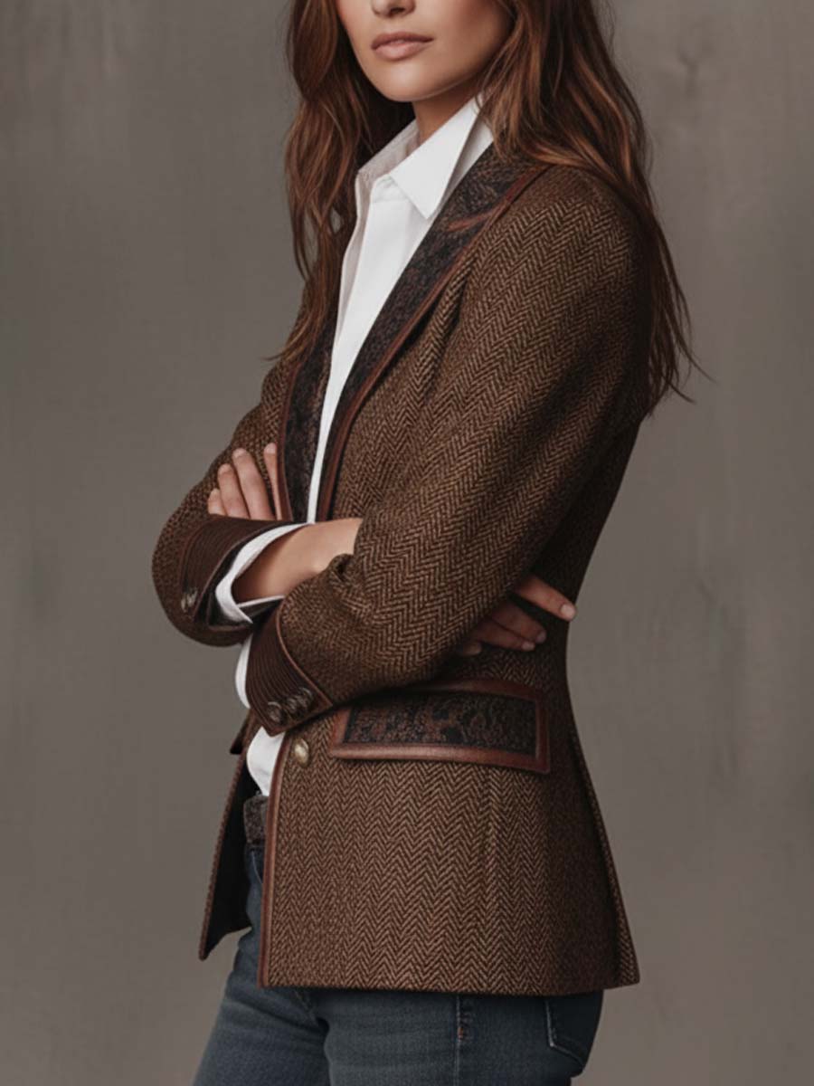 Odile – Blazer Chevrons à Empiècements Brodés