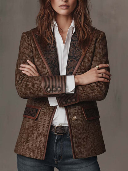 Odile – Blazer Chevrons à Empiècements Brodés