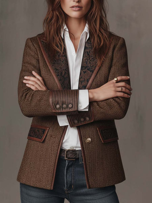 Odile – Blazer Chevrons à Empiècements Brodés