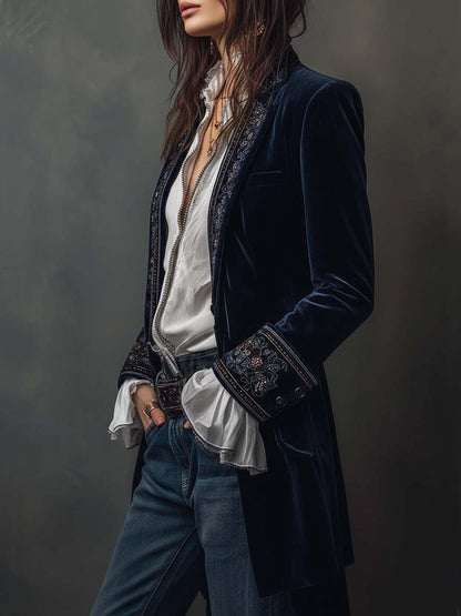Clarisse – Veste Longue Brodée Esprit Vintage