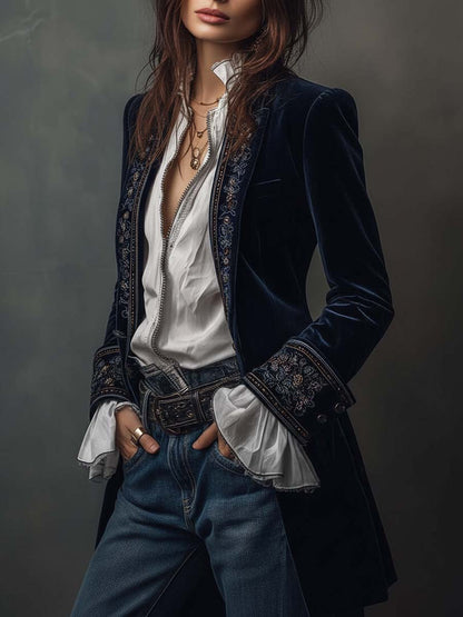 Clarisse – Veste Longue Brodée Esprit Vintage