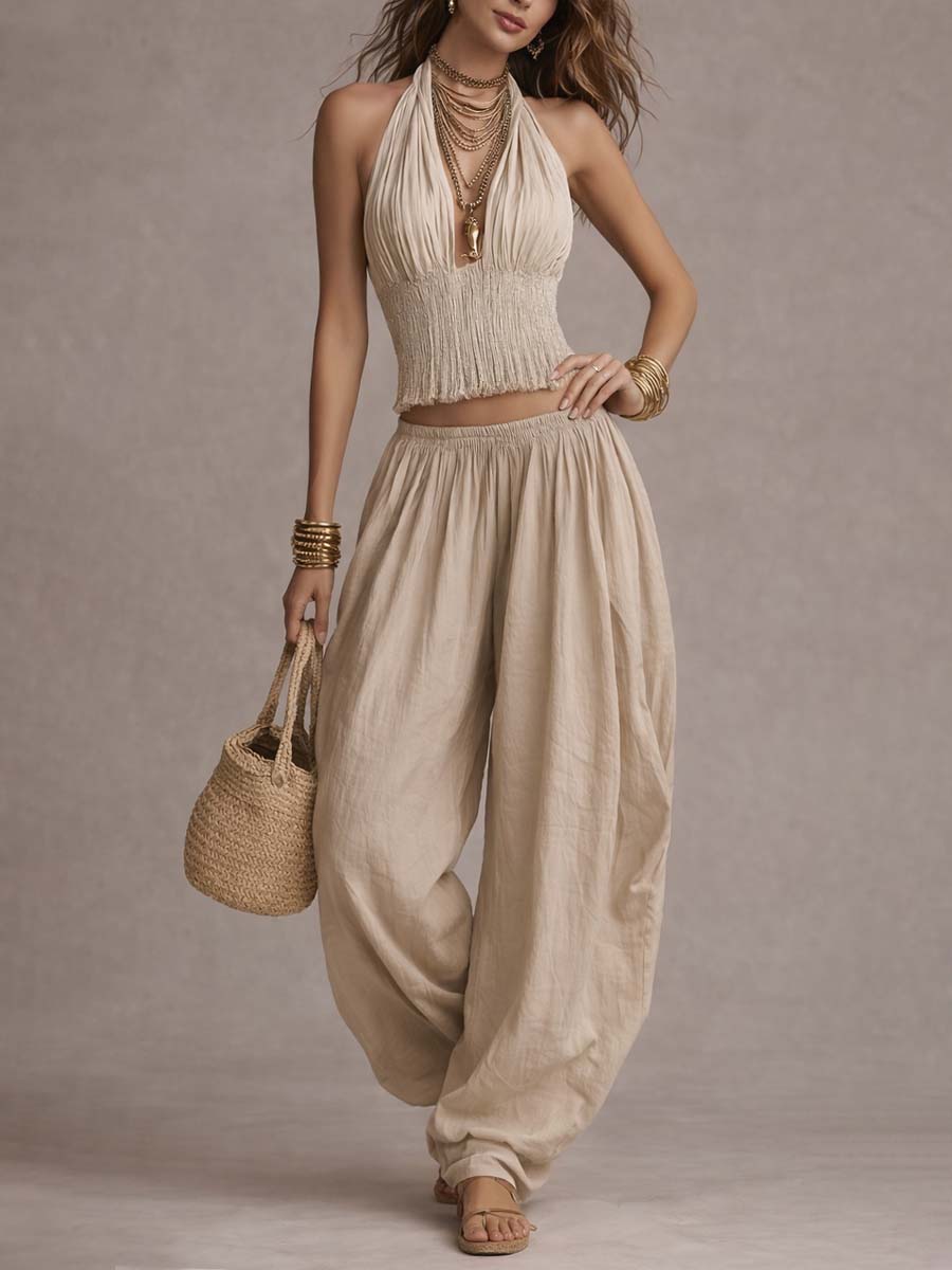 Manon - Ensemble Crop Top & Pantalon Bohème