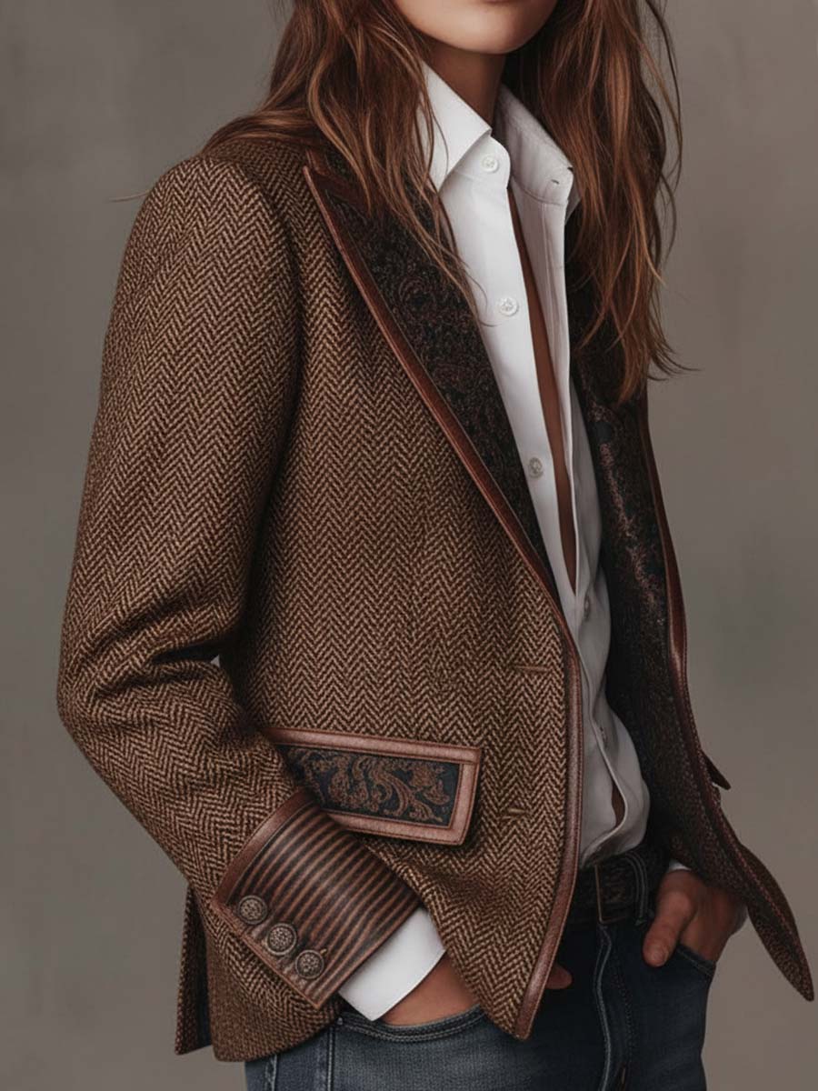 Odile – Blazer Chevrons à Empiècements Brodés