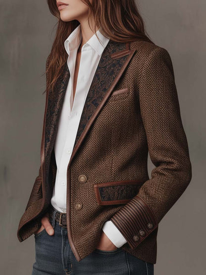 Odile – Blazer Chevrons à Empiècements Brodés