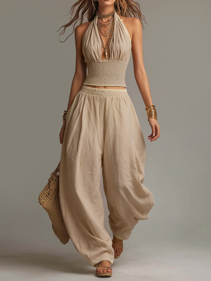 Manon - Ensemble Crop Top & Pantalon Bohème