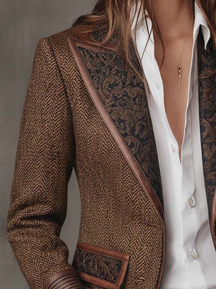 Odile – Blazer Chevrons à Empiècements Brodés