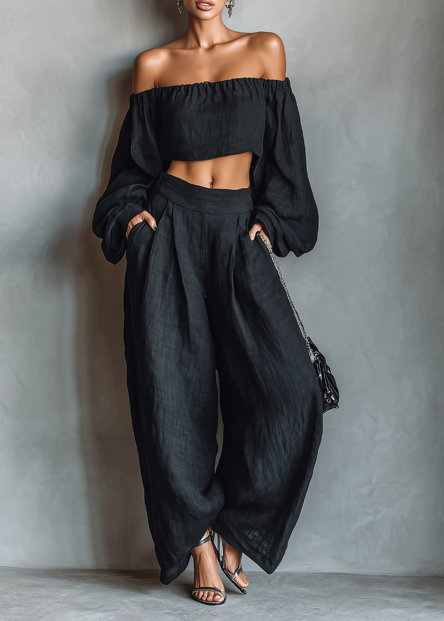 Zoé - Ensemble Bustier & Pantalon Large en Lin
