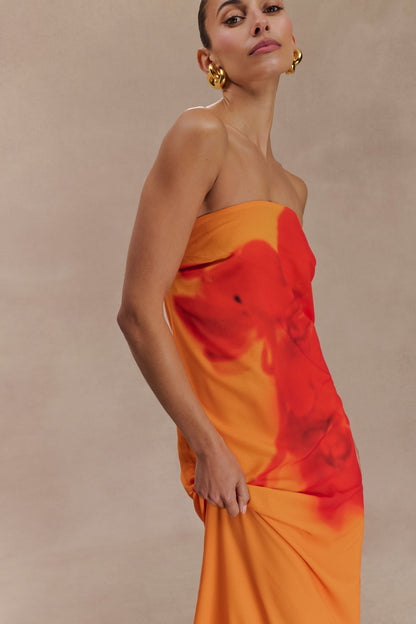 Amelia -  Robe Bustier en Mousseline Imprimée