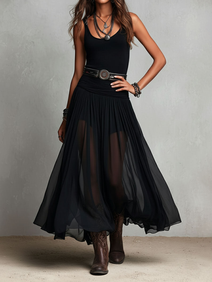 Adeline - Robe Longue Bohème Effet Voile