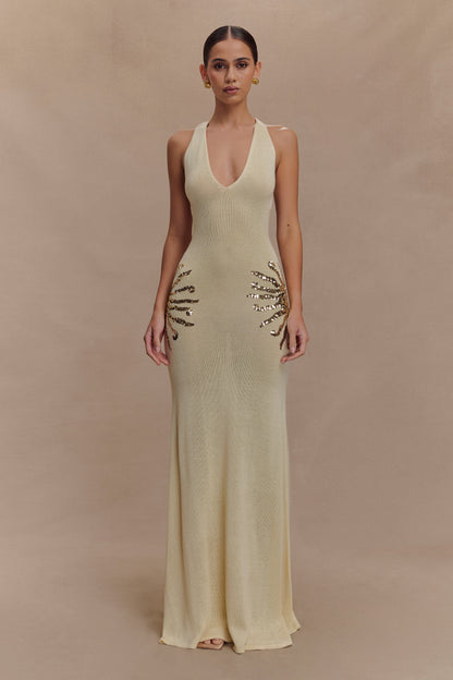 Solara - Robe en Maille Pailletée Ivoire