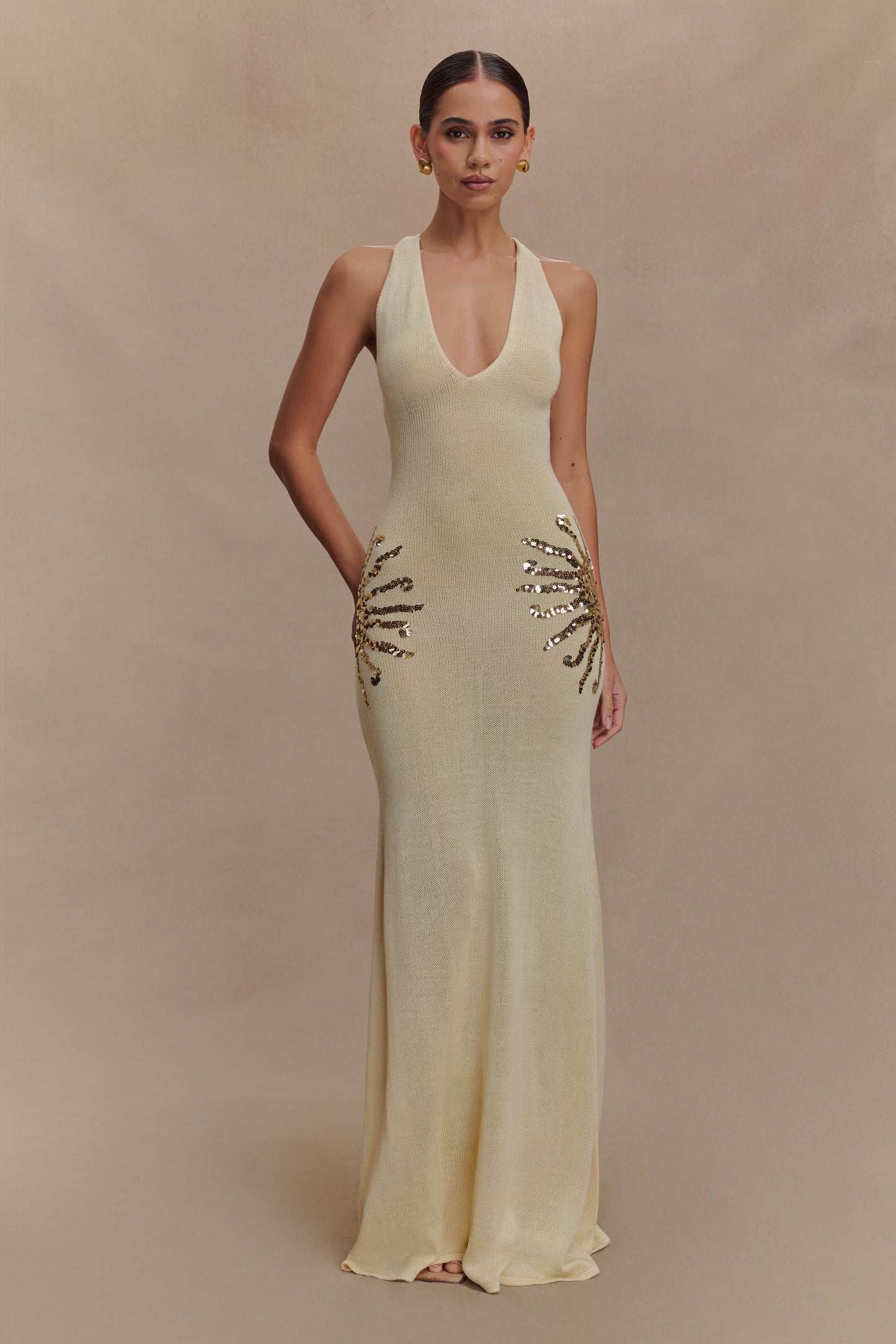 Solara - Robe en Maille Pailletée Ivoire