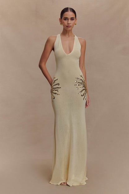 Solara - Robe en Maille Pailletée Ivoire