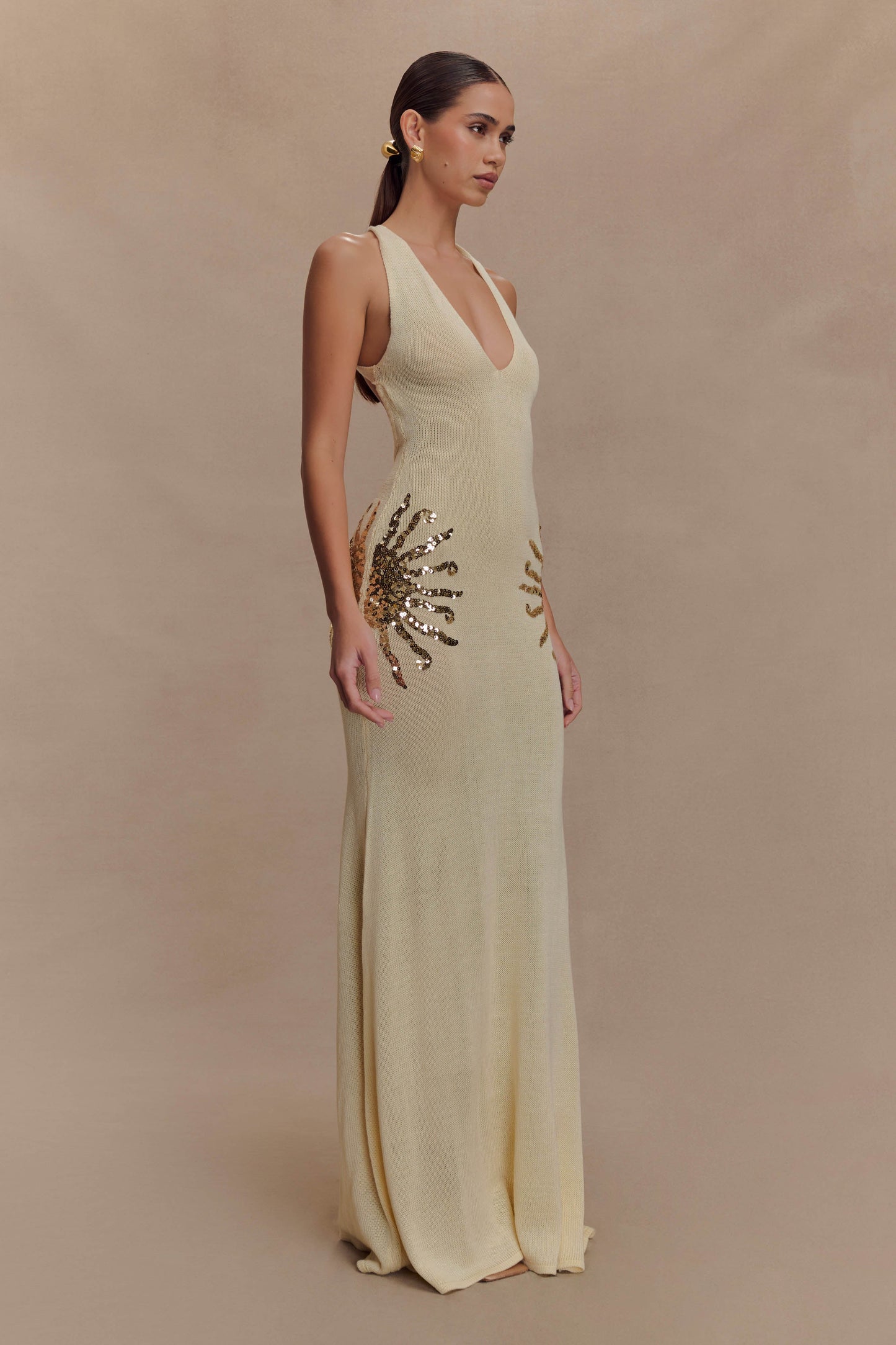 Solara - Robe en Maille Pailletée Ivoire