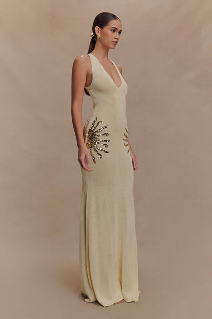 Solara - Robe en Maille Pailletée Ivoire