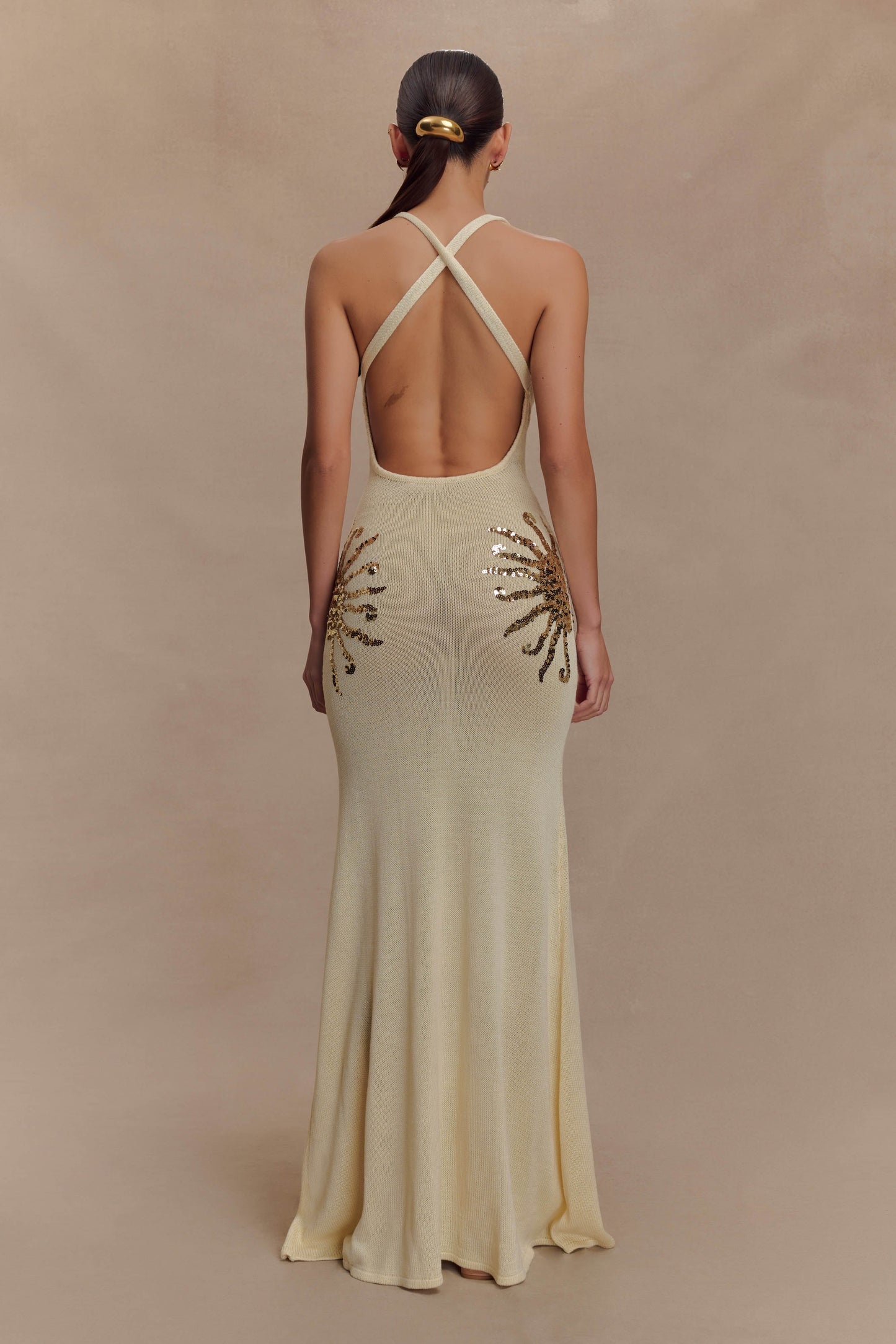 Solara - Robe en Maille Pailletée Ivoire