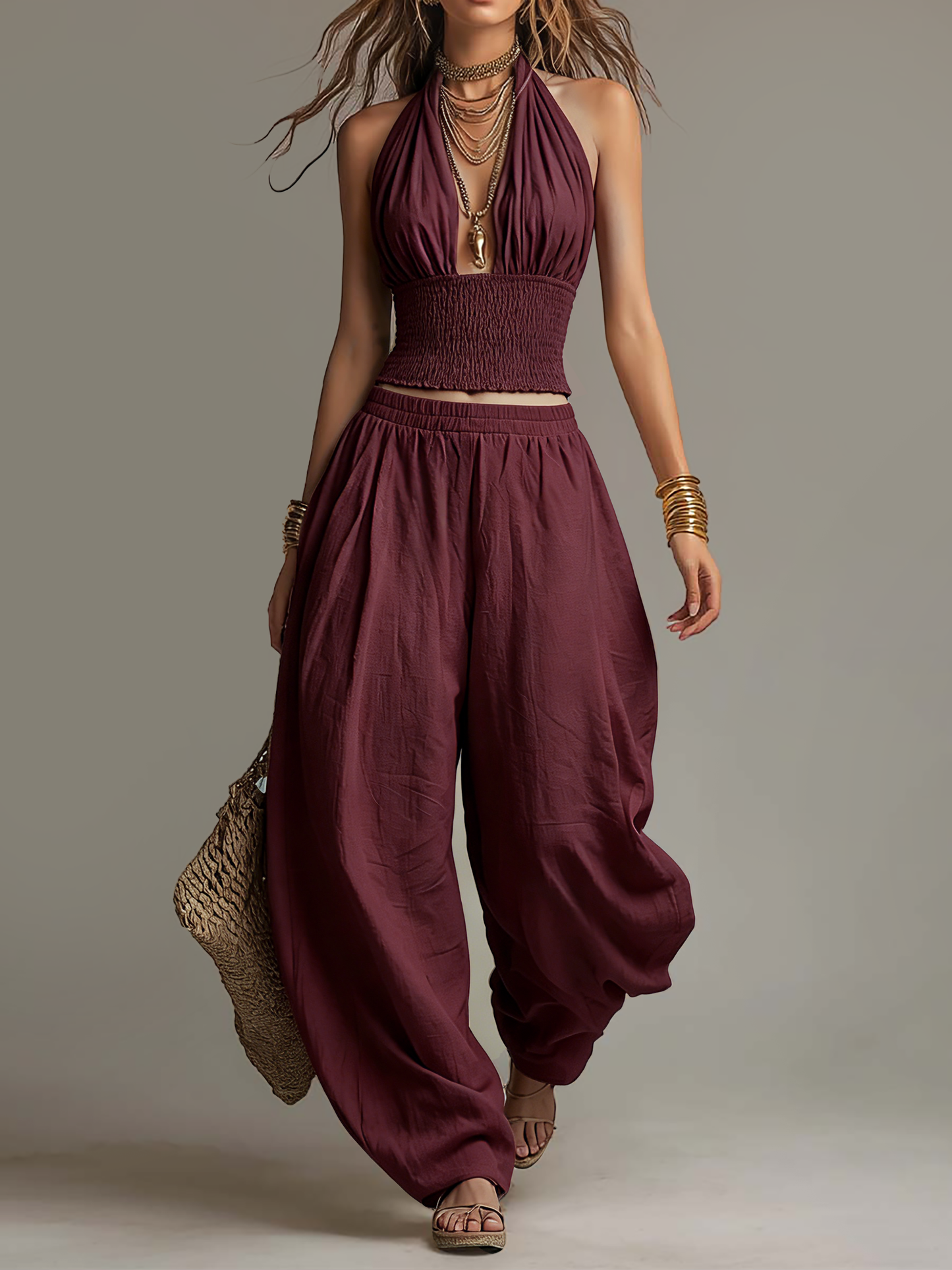 Manon - Ensemble Crop Top & Pantalon Bohème