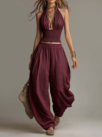 Manon - Ensemble Crop Top & Pantalon Bohème