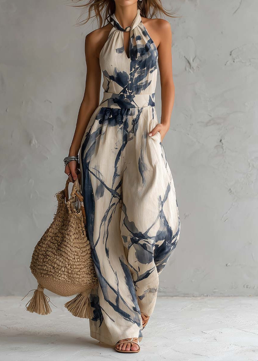 Sienna - Combinaison Col Halter Imprimé Aquarelle