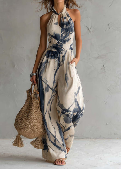 Sienna - Combinaison Col Halter Imprimé Aquarelle