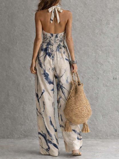 Sienna - Combinaison Col Halter Imprimé Aquarelle