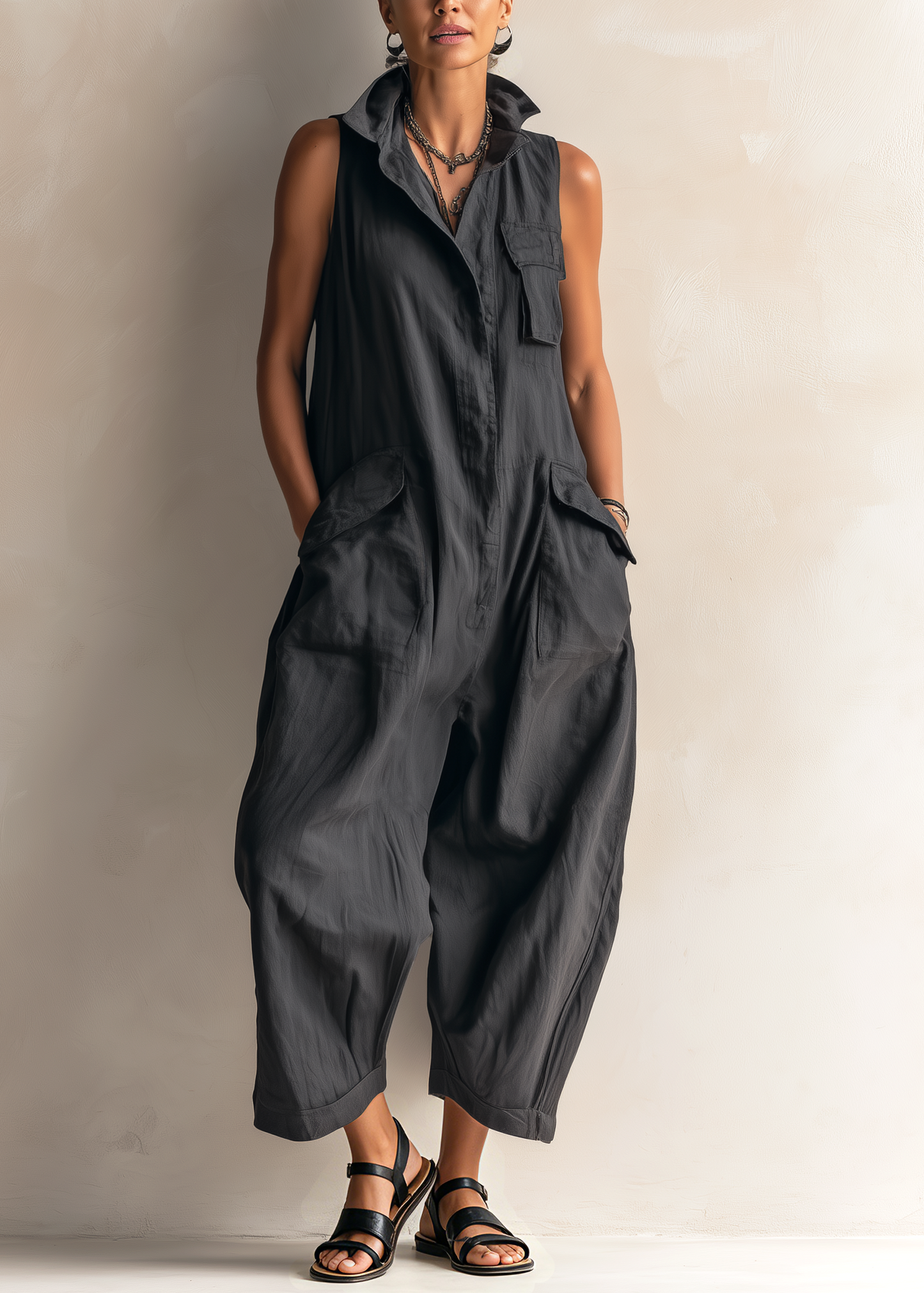 Jeanne - Combinaison Utilitaire Sans Manches en Coton