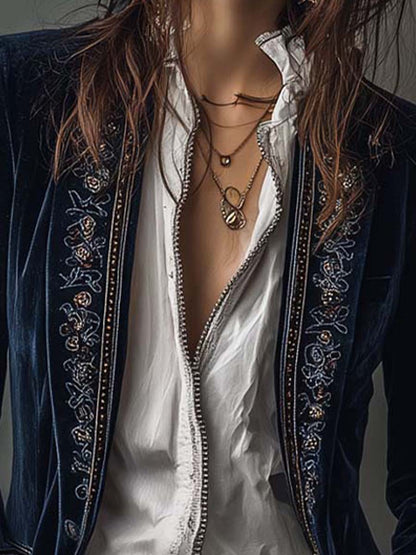 Clarisse – Veste Longue Brodée Esprit Vintage