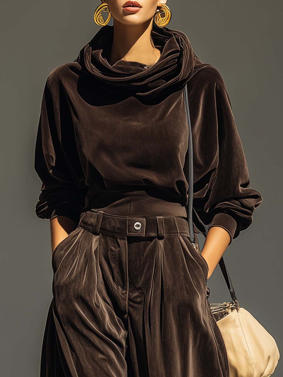 Léonie - Ensemble Velours Sweat à Capuche et Pantalon Ample
