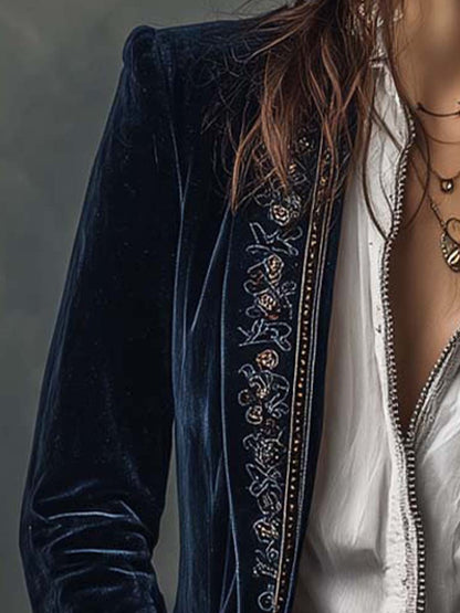 Clarisse – Veste Longue Brodée Esprit Vintage