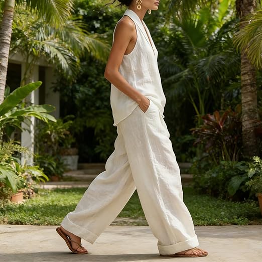 Ainhoa - Ensemble 2 Pièces Blouse & Pantalon Large