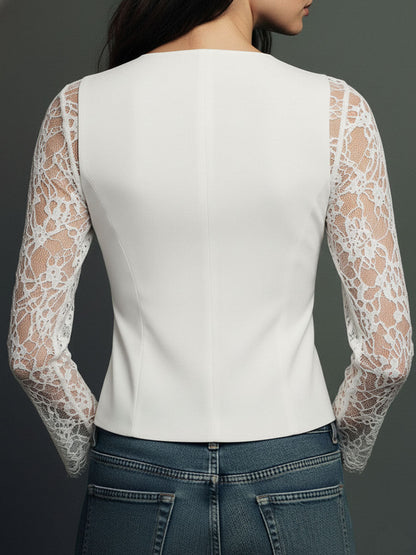 Marie-Laure – Gilet Blazer à Manches en Dentelle