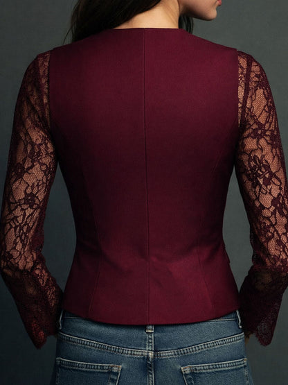 Marie-Laure – Gilet Blazer à Manches en Dentelle