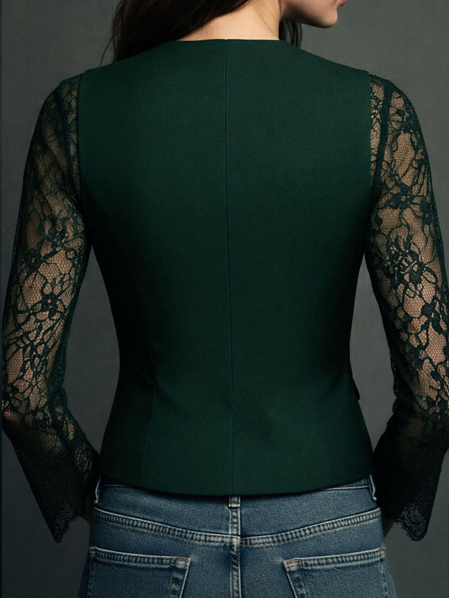 Marie-Laure – Gilet Blazer à Manches en Dentelle