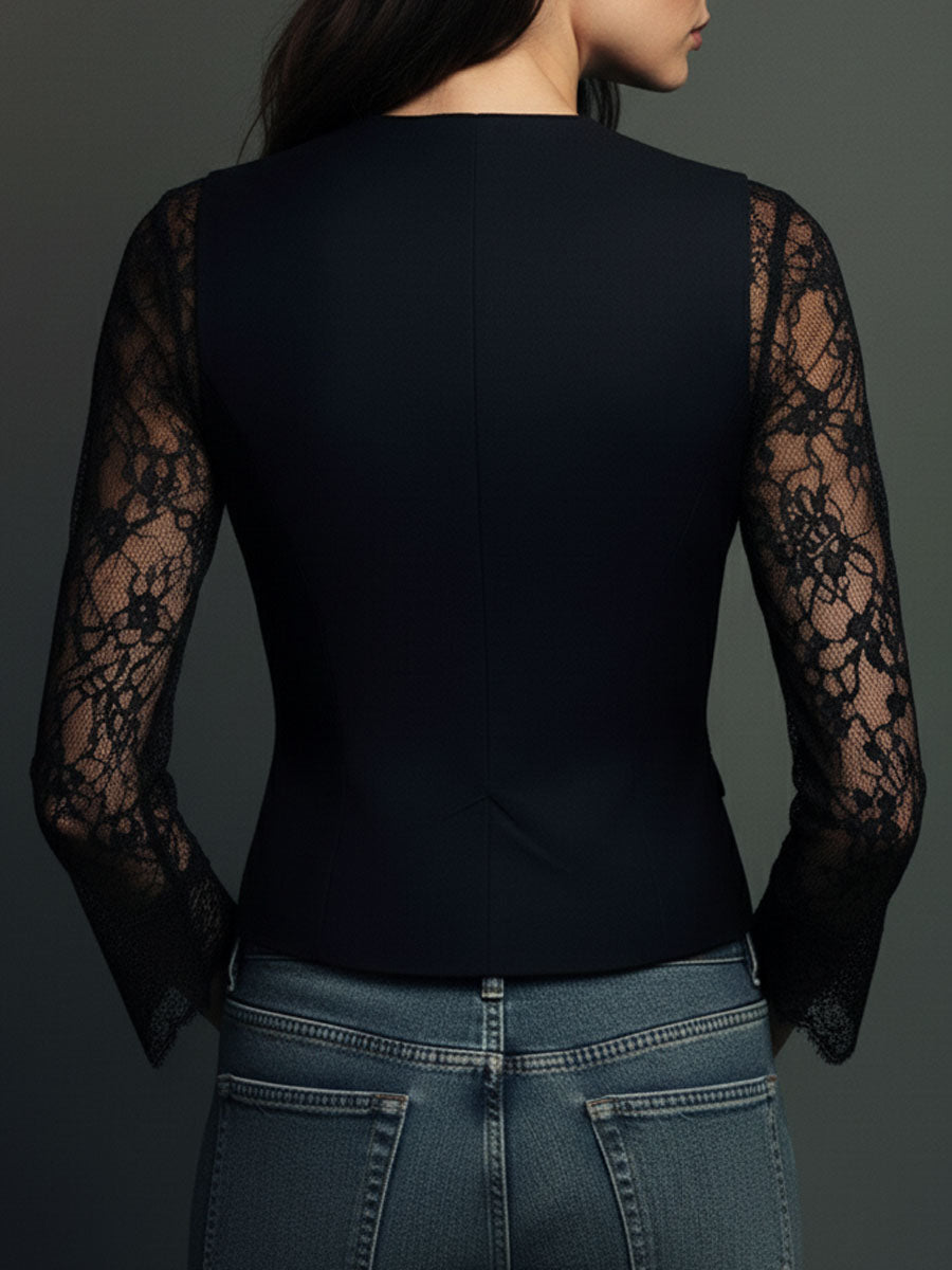Marie-Laure – Gilet Blazer à Manches en Dentelle