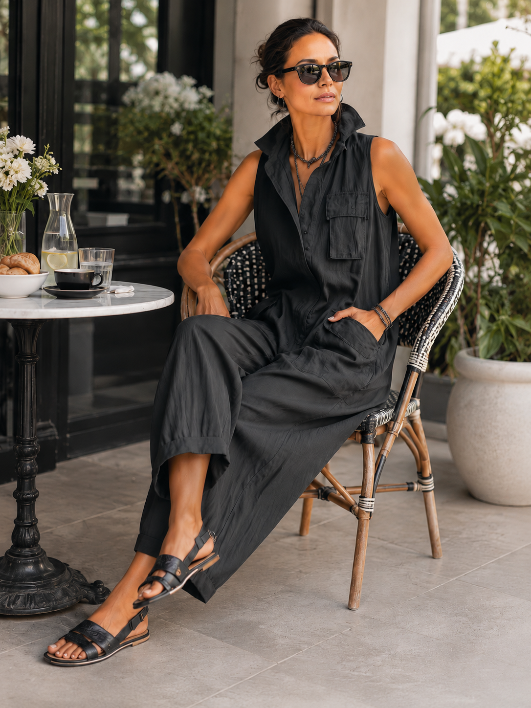 Jeanne - Combinaison Utilitaire Sans Manches en Coton