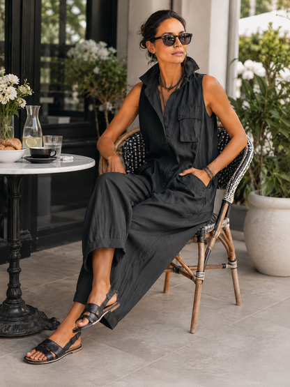 Jeanne - Combinaison Utilitaire Sans Manches en Coton