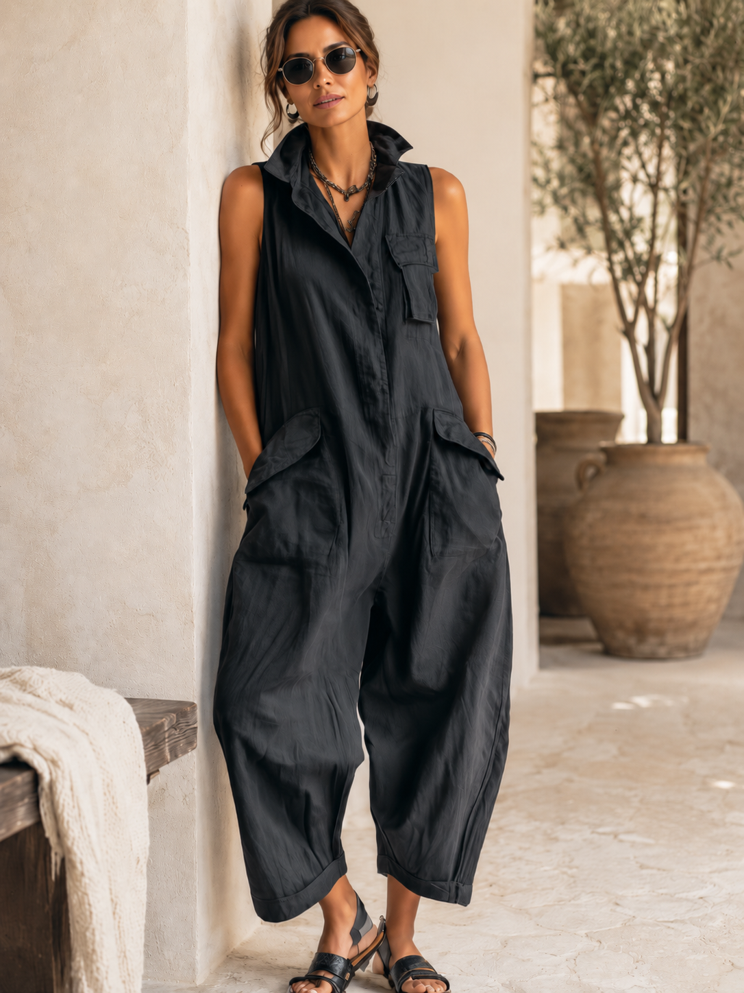 Jeanne - Combinaison Utilitaire Sans Manches en Coton