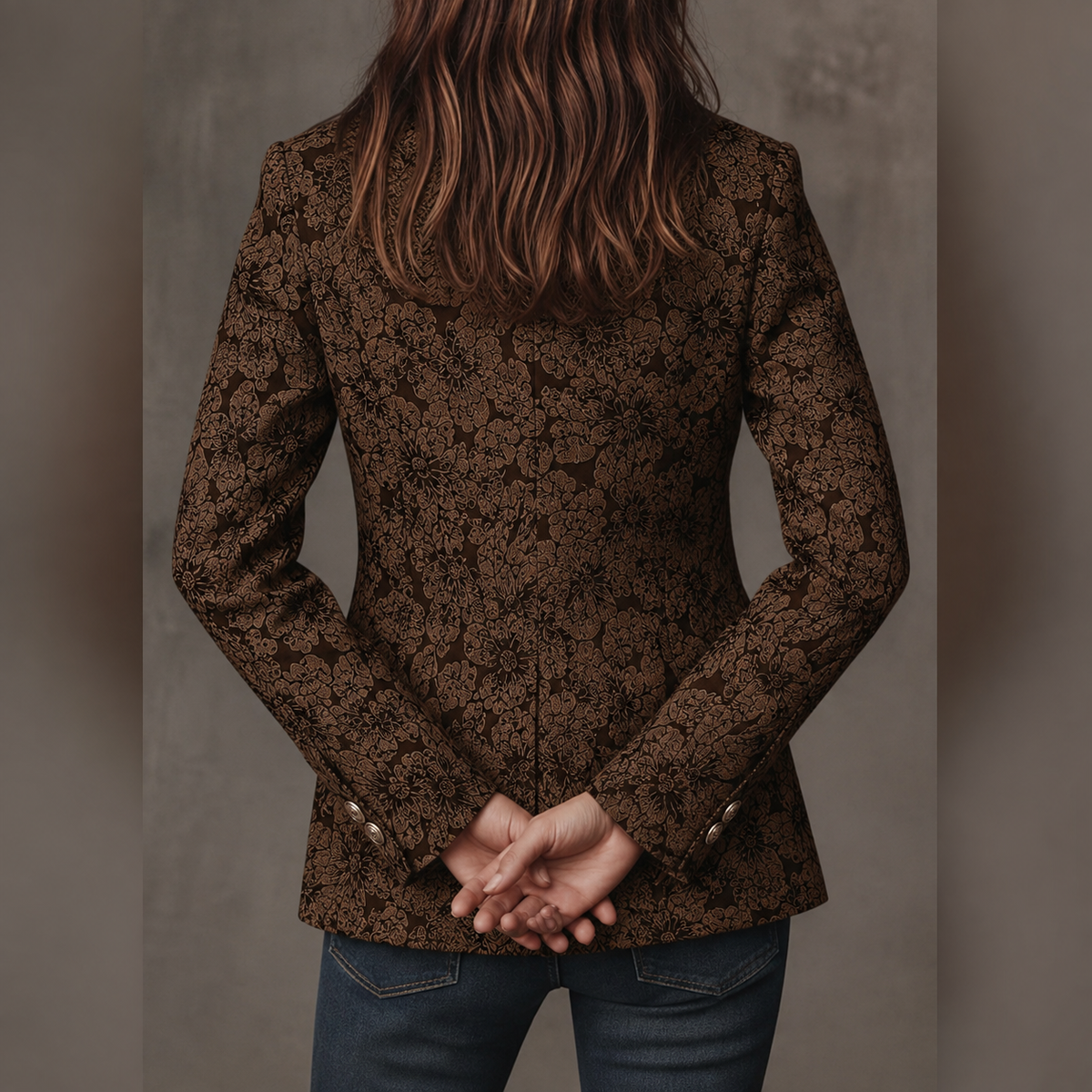 Hélène – Blazer Cintré à Motif Jacquard