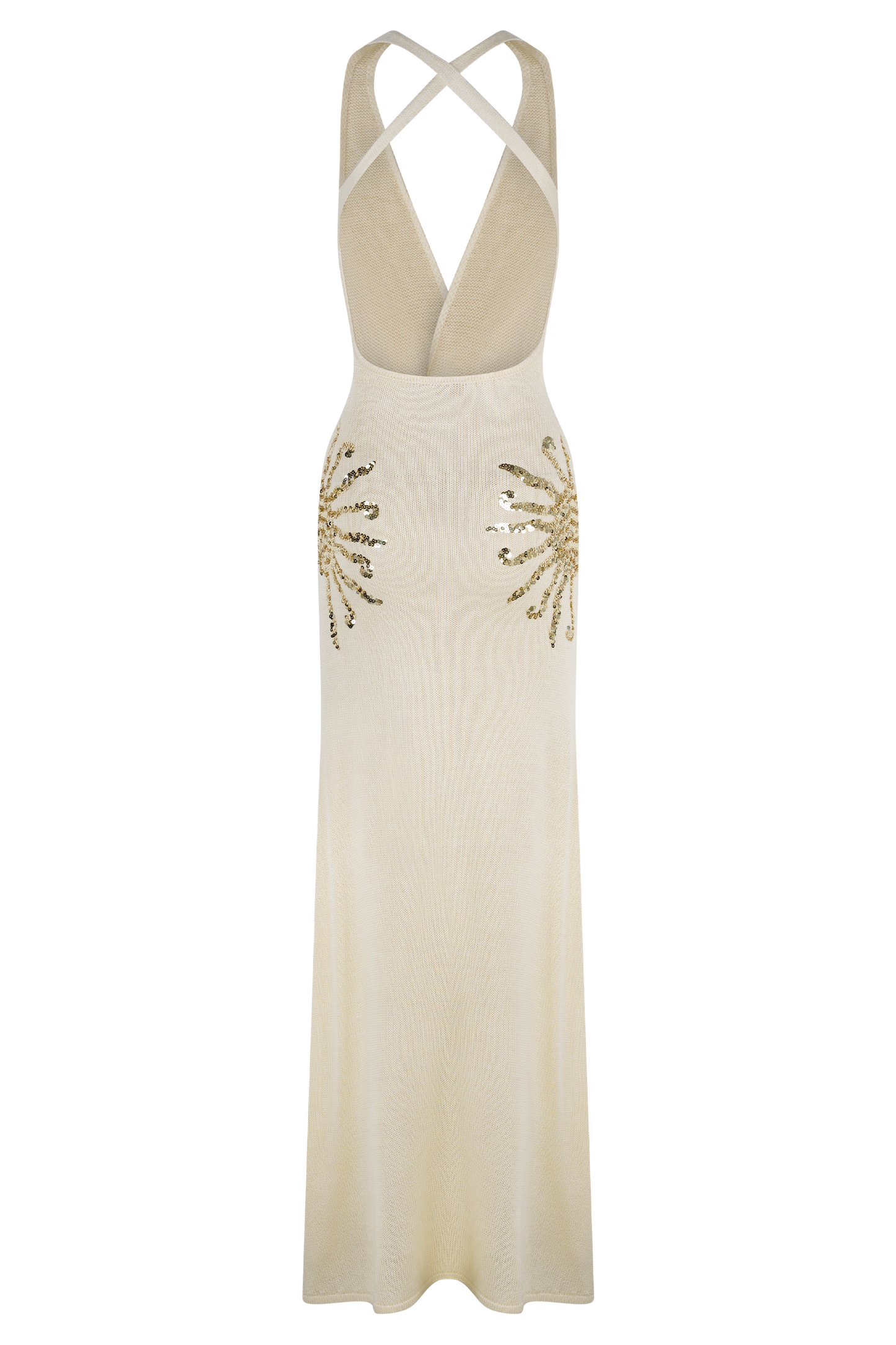 Solara - Robe en Maille Pailletée Ivoire