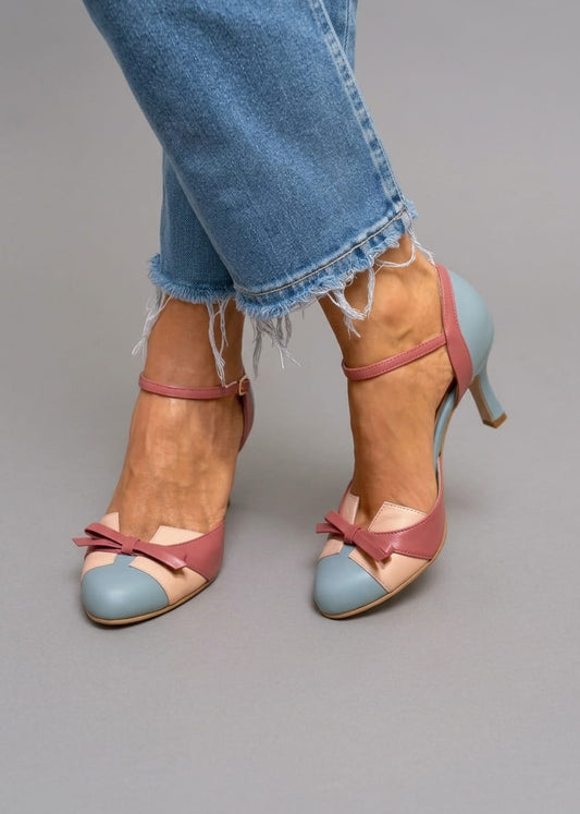 Ariane – Escarpins Vintage Bicolores à Nœud