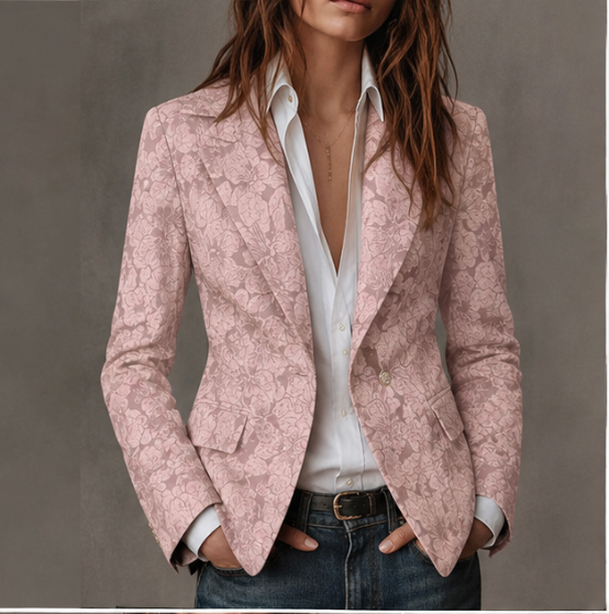 Hélène – Blazer Cintré à Motif Jacquard