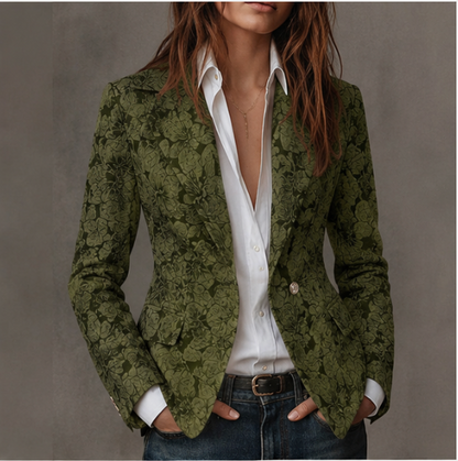 Hélène – Blazer Cintré à Motif Jacquard