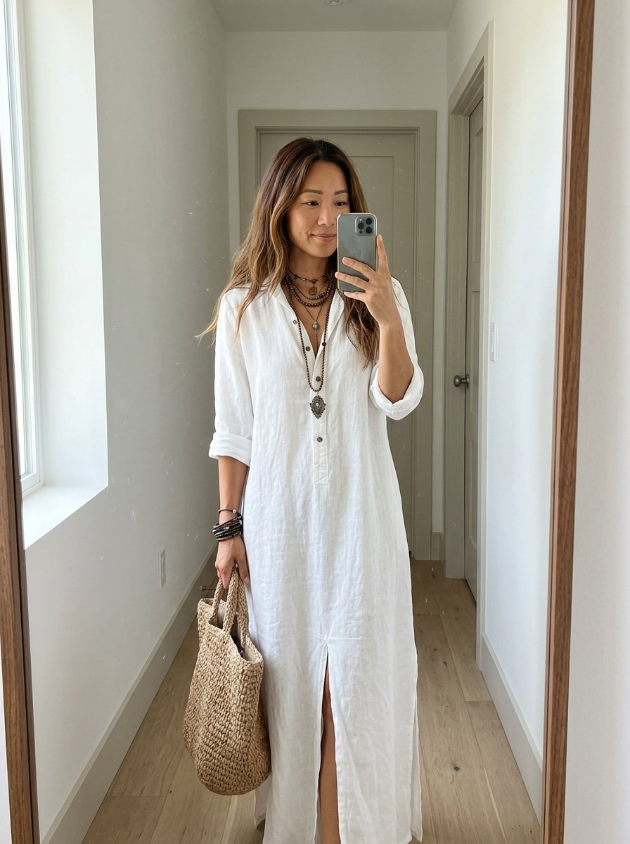Nova - Robe noire fluide avec boutons