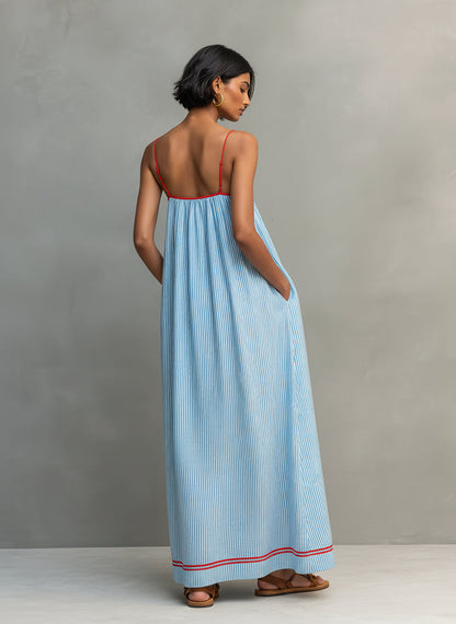 Jade - Robe Longue Rayée Bretelles Fines