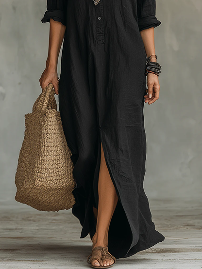 Nova - Robe noire fluide avec boutons