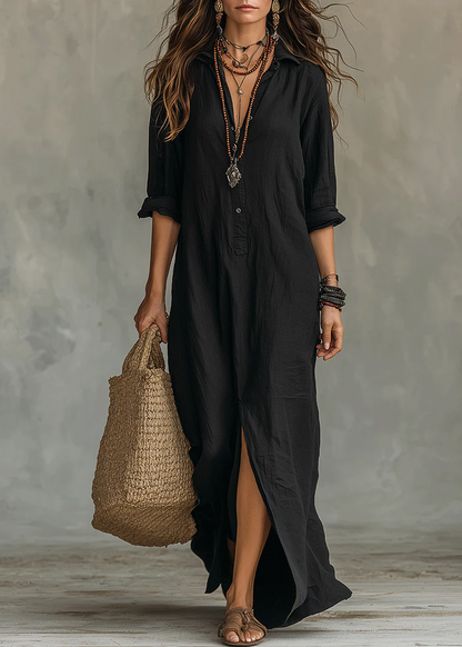 Nova - Robe noire fluide avec boutons