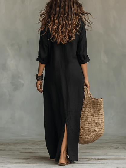 Nova - Robe noire fluide avec boutons